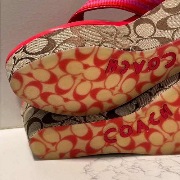 Coach - Gabriela Wedge Red and Brown Sandals - Picture 14 of 15